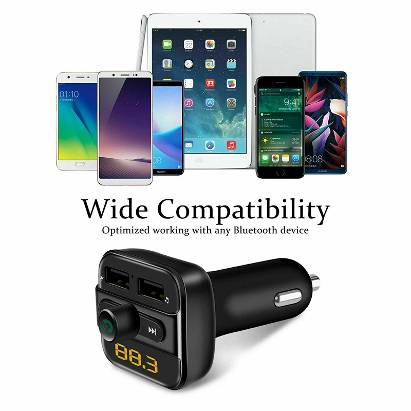 2-в-1 Dual USB Зарядное устройство для смарт-сотовый телефон Беспроводной bluetooth FM передатчик, автомобильный MP3 музыкальный плеер аксессуары для автомобильного зарядного устройства