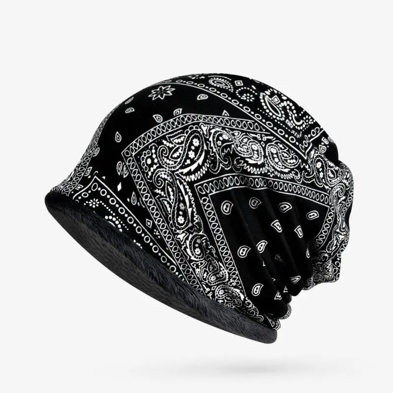 COKK осень-зима Шапки для Для женщин Дамы Хлопок Beanies turban Шапка чепчик головной убор ушками на капюшоне, круглые шапки без полей для Для мужчин платок - Цвет: Black