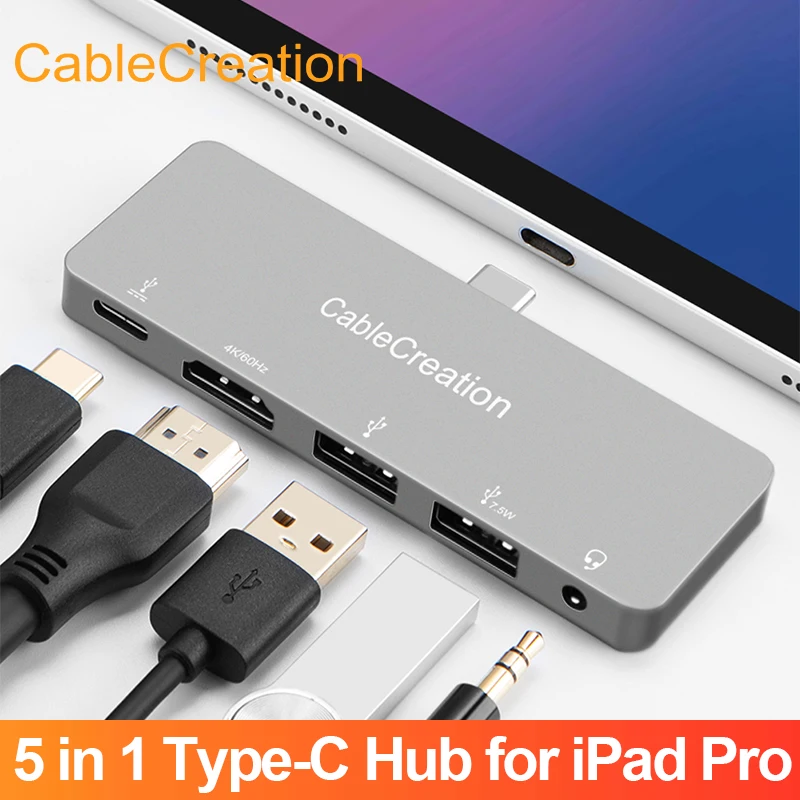 USB-концентратор CableCreation для iPad Pro 2020 2018 Air 4 с 4K 60 Гц USB 3 0 5 мм PD C док-адаптер MacBook |