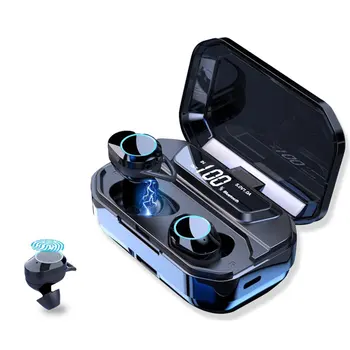 

G02 TWS 5.0 Bluetooth 9D Stereo Earphone Wireless Earphones IPX7 Waterproof Earphones 3300mAh LED Smart Power Bank Phone Holder