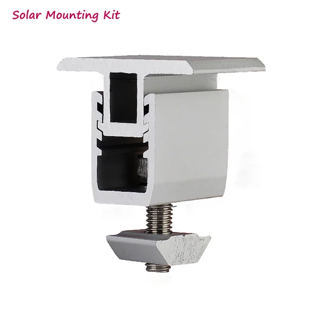 US $30.00 10pcs aluminum adjustable mid clamp for 35405055mm solar panel mounted of roof solar mounting brack