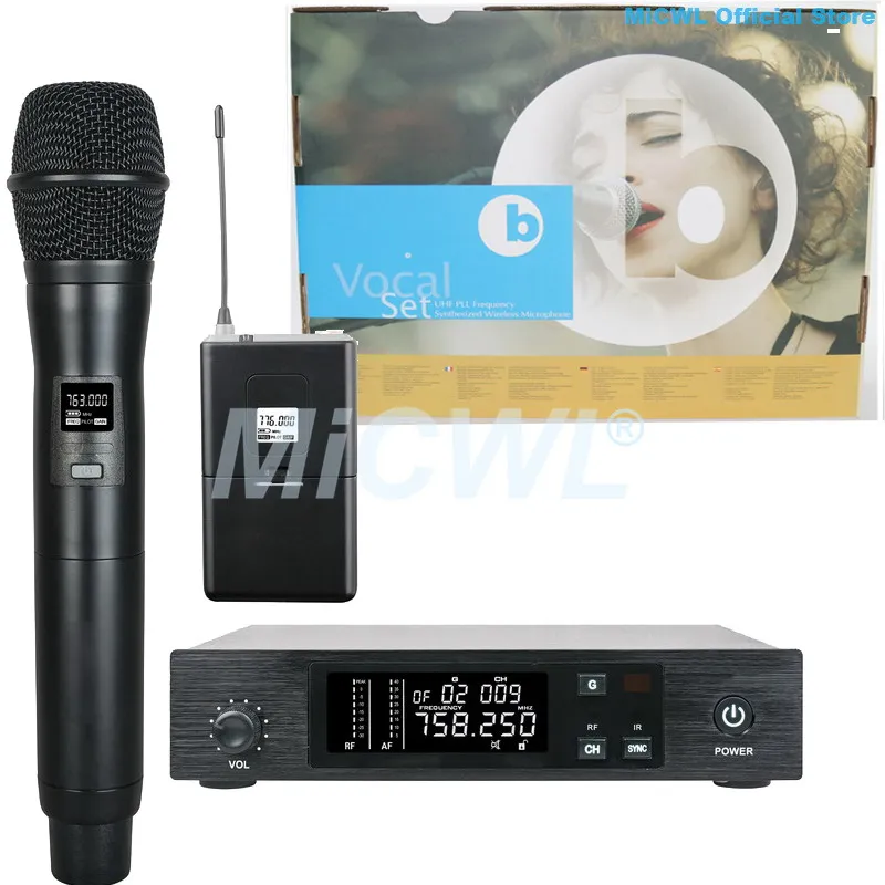 

D100 Professional Audio Wireless Microphone System Studio Stage Vocal Concert Sing Handheld Headset Lavalier Microphone System