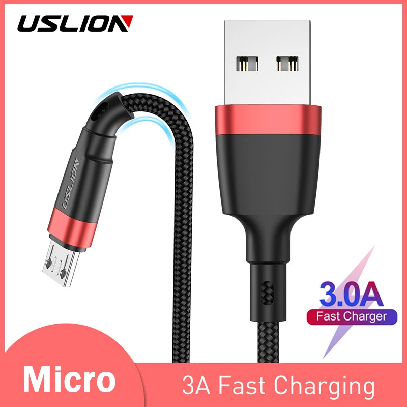 

USLION 1m 2m Micro USB Cable 3A Fast Charger For Xiaomi Redmi 4X Note 5a Fast Charger Microusb Data Cable For Samsung S7 Edge J7