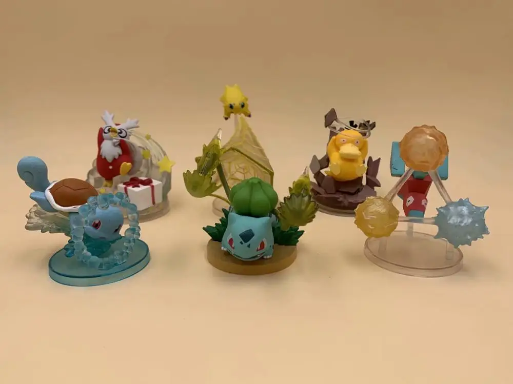 Аниме 10 см 6 шт./компл. Сквиртл Бульбазавр Psyduck ПВХ Фигурки Коллекционная модель игрушки подарок
