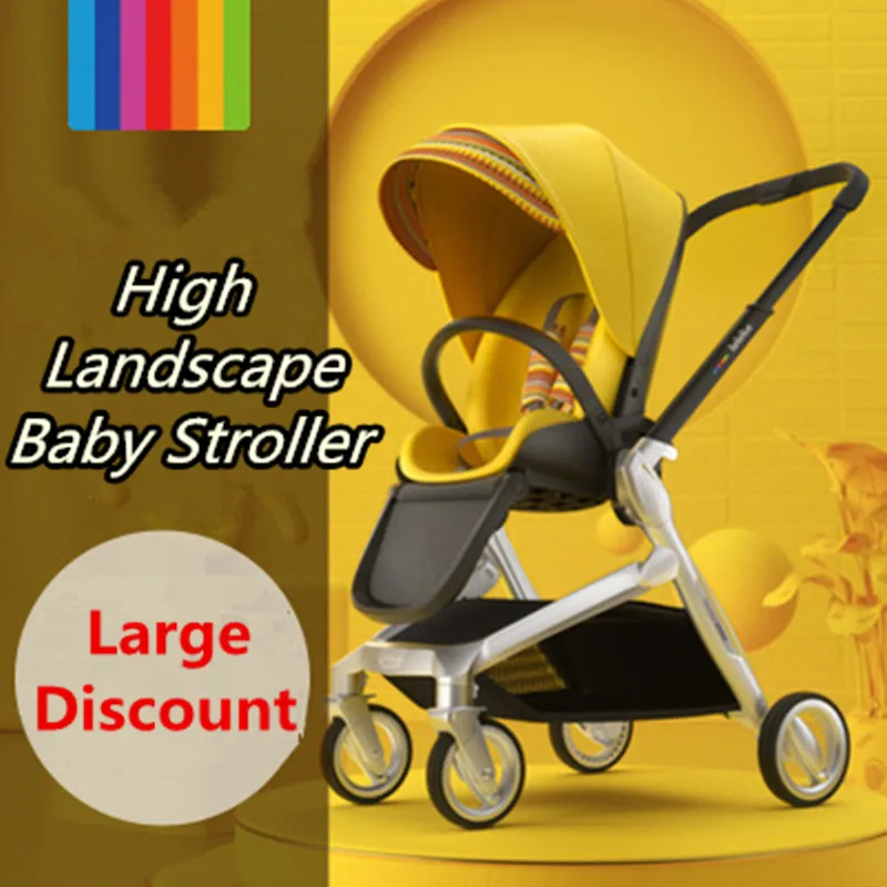 

7.9KG Ultralight Multifunctional Baby Stroller Folding Carriage High Landscape Gold White Newborn Baby Stroller Mother Assistant