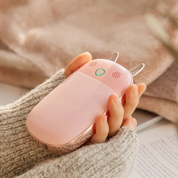 

10000MAh USB Rechargeable Hand Warmer with Sound Recorder Quick Charge Up To Heat Daylong Warm Cold Weather Essential Pink