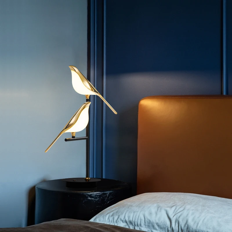 US $106.26 Nordic Atmosphere Bedside Led Table Light Creative Art Magpie Bird Design Parlor Restaurant Model room Decoration Lamp Fixtures