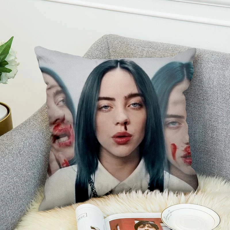billie eilish Pillow Case Polyester Decorative Pillowcases Throw Pillow Cover style-8