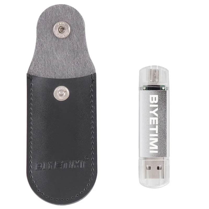 USB флеш-накопитель Biyetimi, высокоскоростная кожаная сумка, OTG 8 ГБ, 16 ГБ, 32 ГБ, флеш-накопитель, карта памяти USB, флешка для смартфона - Цвет: Серебристый