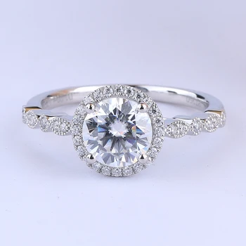 

Veryins 14k 585 White Gold Center 1.2ct DEF Color Moissanite VVS Halo Engagement Ring for Women
