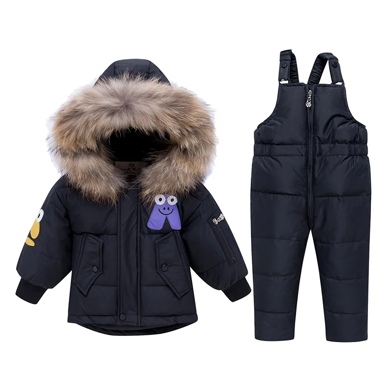 

2019 Children Ski Suit Russian Winter Baby Boy Suit Duck Down Children Jacket for Girl Coat Overalls Warm Jacket Kid Boy Set