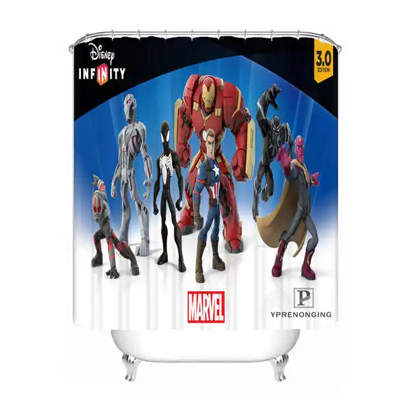 Пользовательские Мстители, герой Marvel водонепроницаемый Душ занавес для дома ванной комнаты s крючки полиэстер ткань разные размеры#0421-sohu-09 - Цвет: Shower Curtain