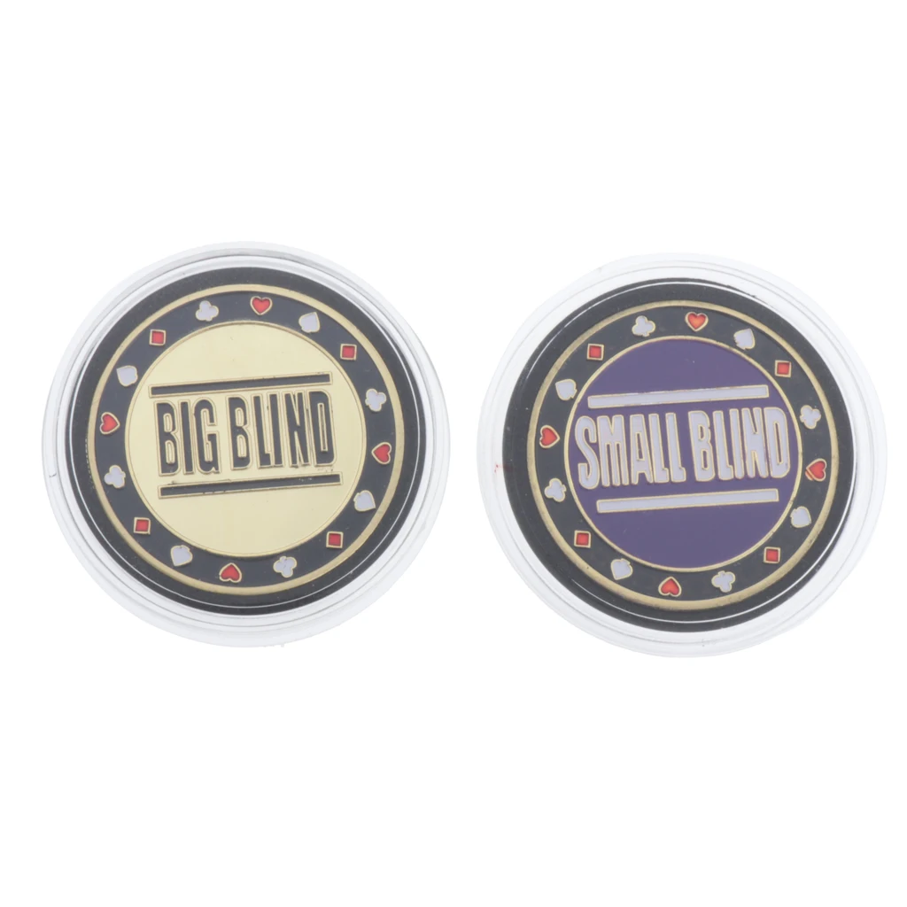 2pcs Metal Dealer Button Chips Blind Big/Small Texas Holdem Game Parts