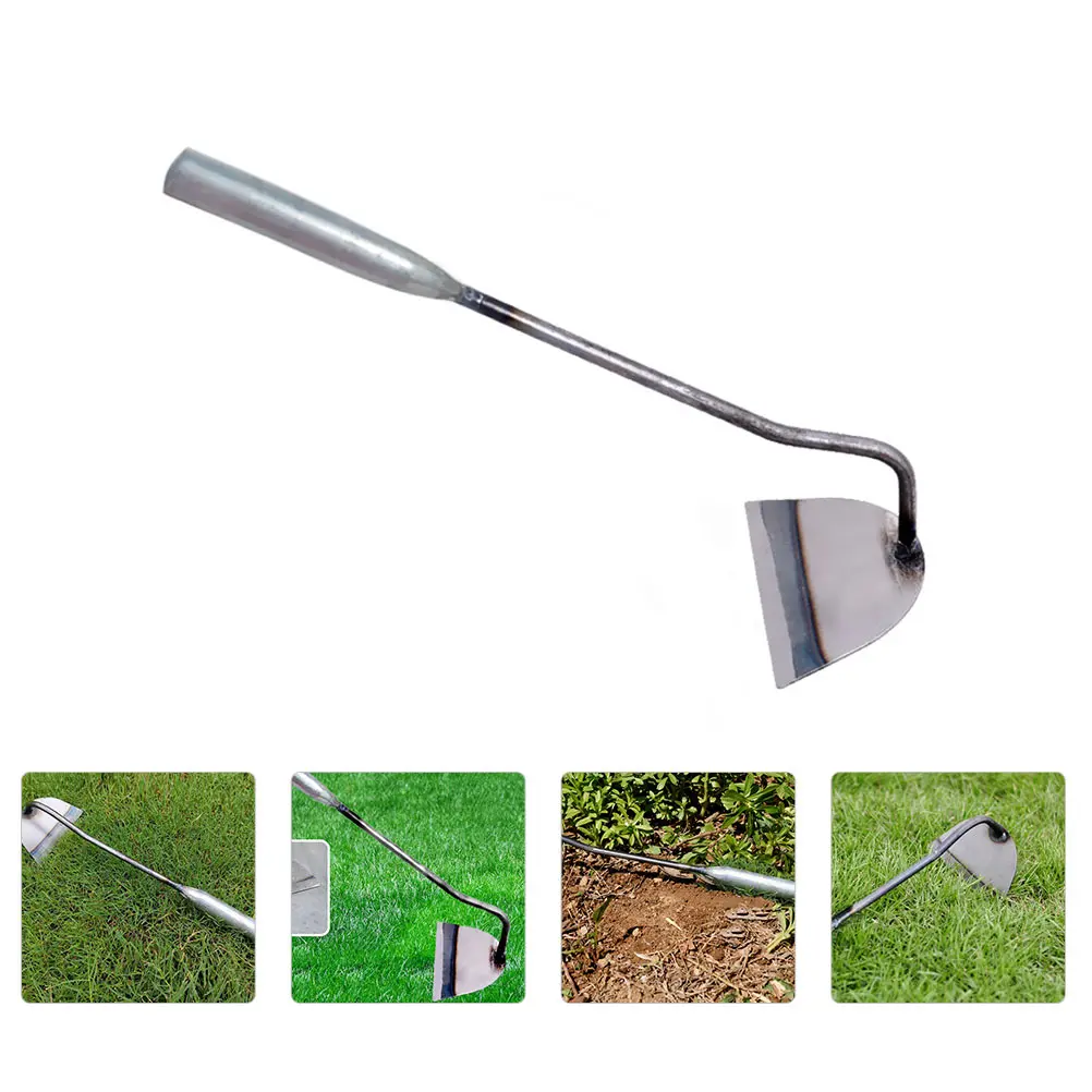 1pc Handheld Bent-neck Hoe Stainless Steel Farm Garden Tool Weeding Accessories