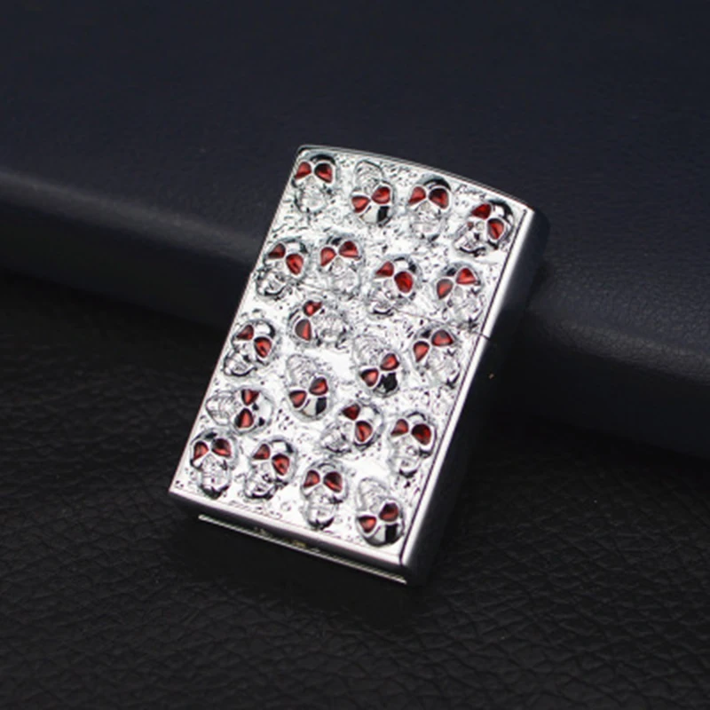 1pcs Винтажная рельефная Зажигалка на реактивных колесах, красные глаза, Череп, призрак, портативная сигарета, надувная Классическая Бутановая газовая зажигалка - Цвет: 1pcs