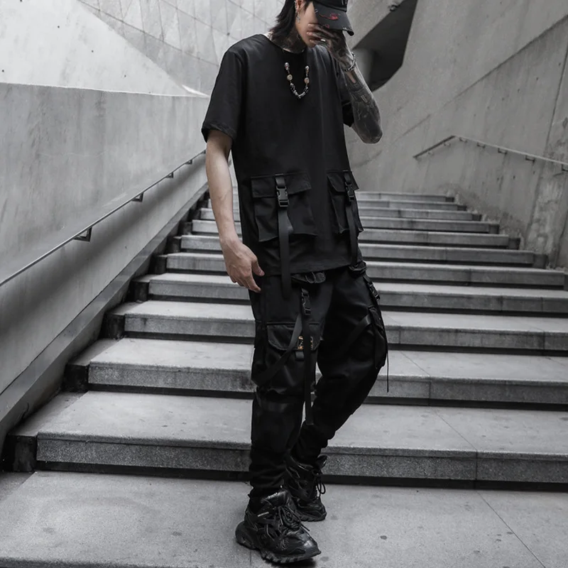 Tactical Cargo Pants Men Harajuku Streetwear Function Joggers Pants Ribbons Trousers Elastic Waist HipHop Male ﻿ 5