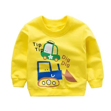 Осенне-зимняя футболка с рисунком машины для новорожденных мальчиков и девочек; детская повседневная толстовка с длинными рукавами для малышей; топы; Одежда для младенцев; Новинка