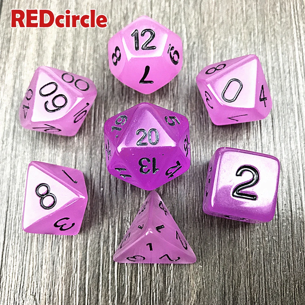 7 шт./лот светится в темноте RPG цифровой набор D4 6 8 10 10% 12 20 светильник игральные