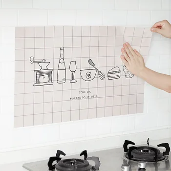 Kitchen Bathroom Self adhesive Wall paper Anti oil Wrap Wall Sticker Waterproof Foil Stickers Home Decor 1 pcs