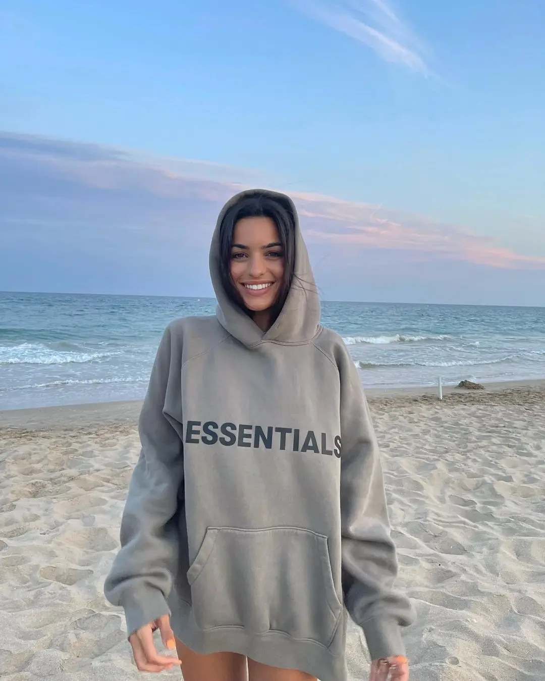 Essentials Hooded Sweatshirt Printing Letter Women's Solid Gray / Grey Hood Sweatshirts Loose Fashion Hoodies for Girls Streetwear Woman Clothing