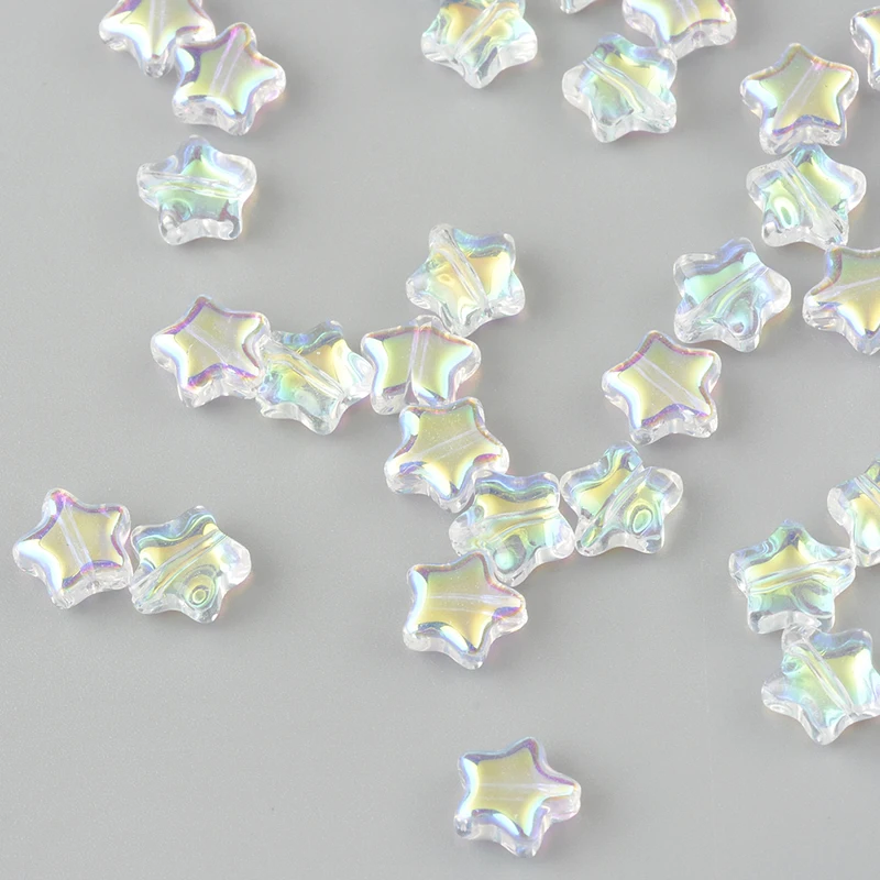 20PC/lot 8mm AB Color Star Beads Czech Glass Loose Spacer Beads For Jewelry Making Hairpin Handmade Diy Accessories
