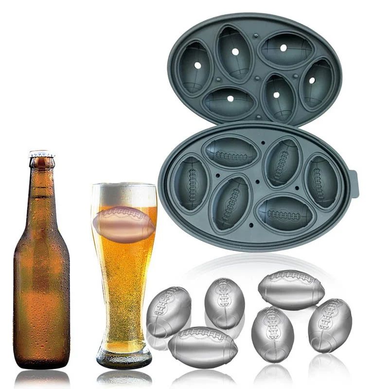 

Football-shaped Silicone IceCubes Mold Tray with Lid and Funnel