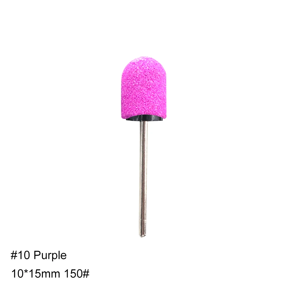 No.10 purple Оправка+ шлифовальная крышка s фреза для маникюра 150# Pecidure дрель для ногтей Песочная крышка набор аксессуаров фрезы Инструмент для полировки - Цвет: No.10 purple