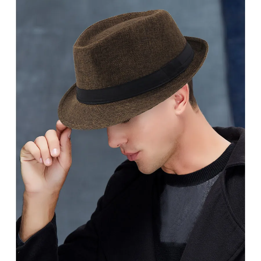 Jazz Hat Men's Breathable Linen bonnet 