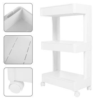 

Portable 3 Layers Storage Drawers Multifunctional Removable Storage Box Shelf With 4 Flexible Wheels Kitchen Bathroom Tools