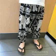 Летние противомоскитные штаны для малышей, укороченные штаны для мальчиков и девочек 0-3 лет, новые стильные штаны с изображением банана, штаны с изображением слона