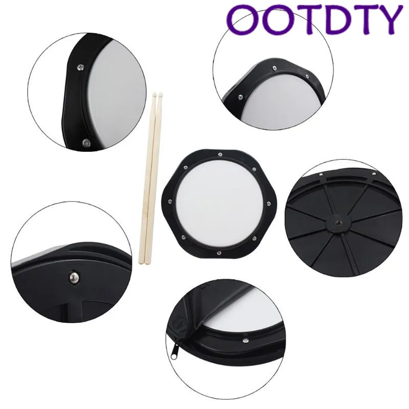 OOTDTY немой барабан пластиковый Тренировочный Коврик с палочками 10 дюймов