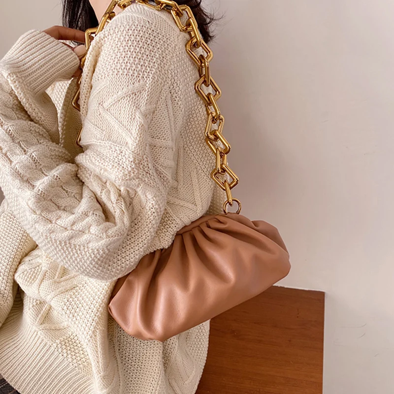 

Elegant Female Cloud Crossbody Bags For Women 2020 New Leather Women's Designer Handbag Thick Chain Women Shoulder Messenger Bag