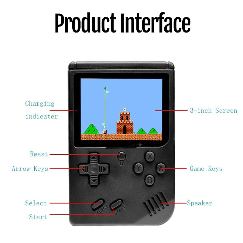 800 IN 1 Retro Video Game Console Handheld Game Portable Pocket Game Console Mini Handheld Player for Kids Gift