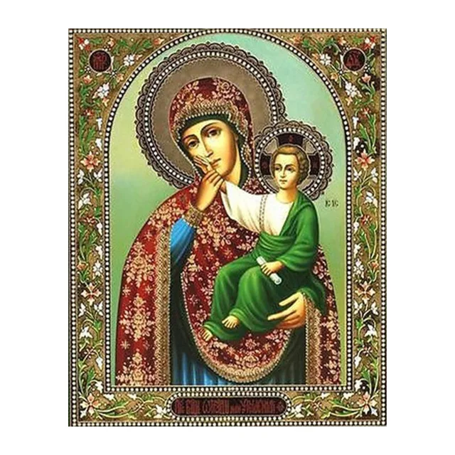 Round Full Diamond Embroidery Religion Icon DIY Cross Stitch Diamond Painting Virgin Mary Rhinestone Full Drill Diamond Mosaic - Цвет: 22