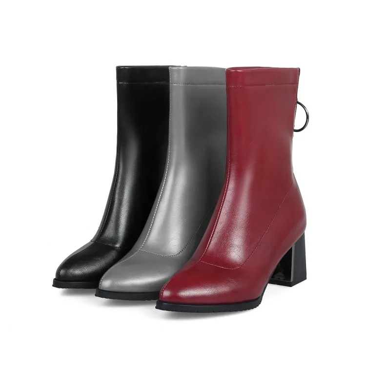 winter The New fashion Round head Thick heel Martin boots Back zipper Sexy pearl Plus velvet Keep warm High heel Women boots