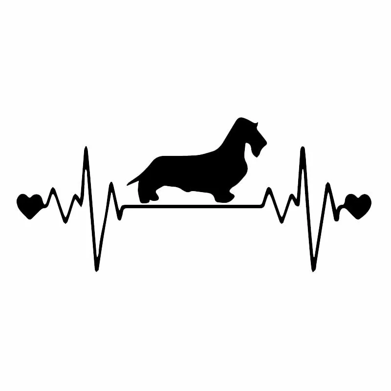 YJZT 17,2X7,5 см Wirehaired Dachshund Lifeline автомобильный стикер такса сердцебиение виниловая наклейка с принтом собаки черный/серебристый C24-1318 - Название цвета: Черный