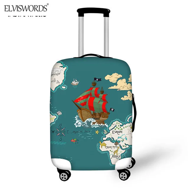 ELVISWORDS карта мира чемодан защитный чехол для 18-32 дюймов эластичные толстые аксессуары для путешествий пылезащитный дождевик - Цвет: CC5473L