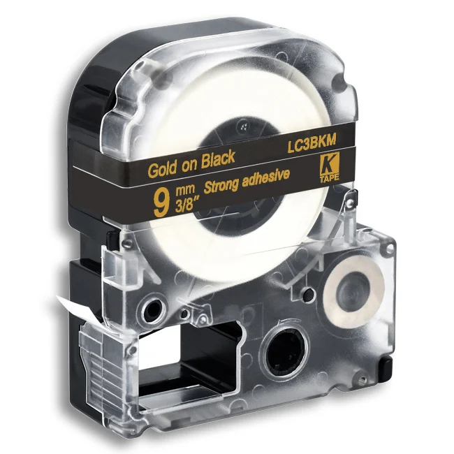 CIDY 1 шт. 9 мм черный на белом SS9KW/LC-3WBN LC-3WBN9 LC 3WBN лента для kingjim/epson Для LW300 LW400 с Заводской ценой - Цвет: gold on black
