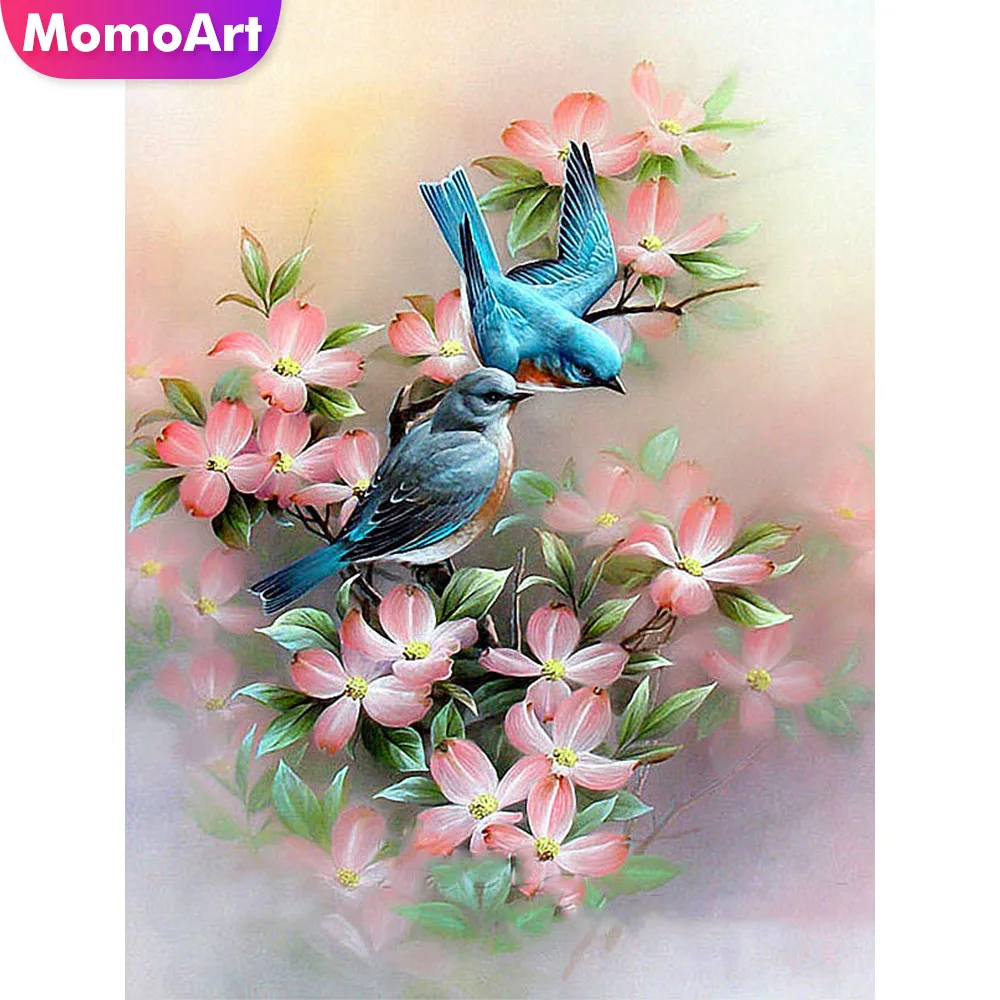 

MomoArt Diamond Embroidery Flowers Full Drill Diamond Painting Square/round Stones Mosaic Bird Home Decoration