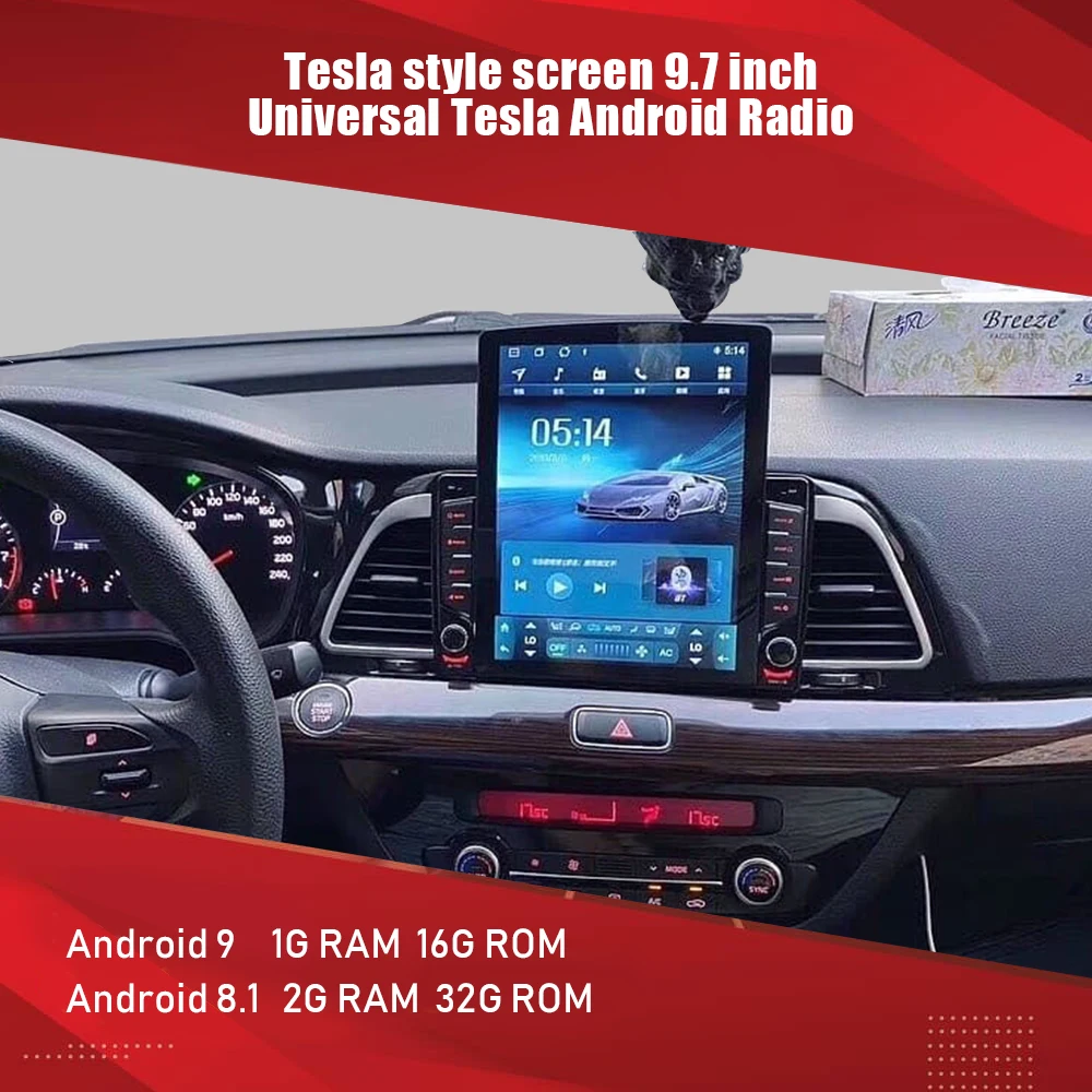 Универсальное мультимедийное радио AuCAR Tesla style 2 din Android для