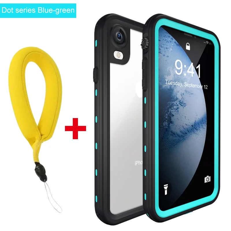 Водонепроницаемый чехол для телефона для iPhone 11 X XR XS MAX чехол для подводного плавания противоударный чехол для iPhone 11 Pro Max полный Чехол - Цвет: DOT Blue with Strap