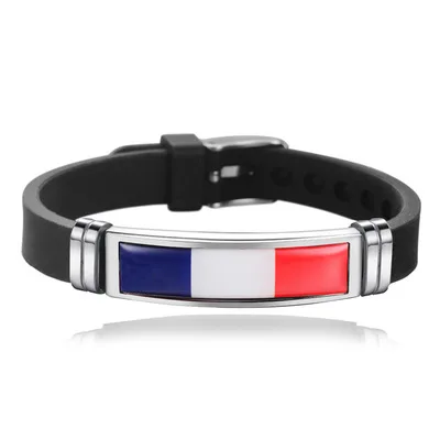 France Bracelets Bangles Fashion Adjustable Silicone Titanium Steel France Country Flag Sport Bracelets Jewellery Women Men