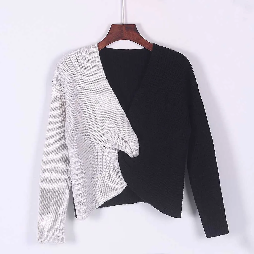 Sweater Women Pullover Sweaters Patchwork O-neck Long Sleeve Korean Style Women Sweters Women Invierno 2019 Crop Sweater Sweater Women Pullover Sweaters Patchwork O-neck Long Sleeve Korean Style Women Sweters Women Invierno 2019 Crop Sweater