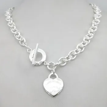 

Silver plated necklace classic silver heart Ms. Necklace jewelry, holiday gifts