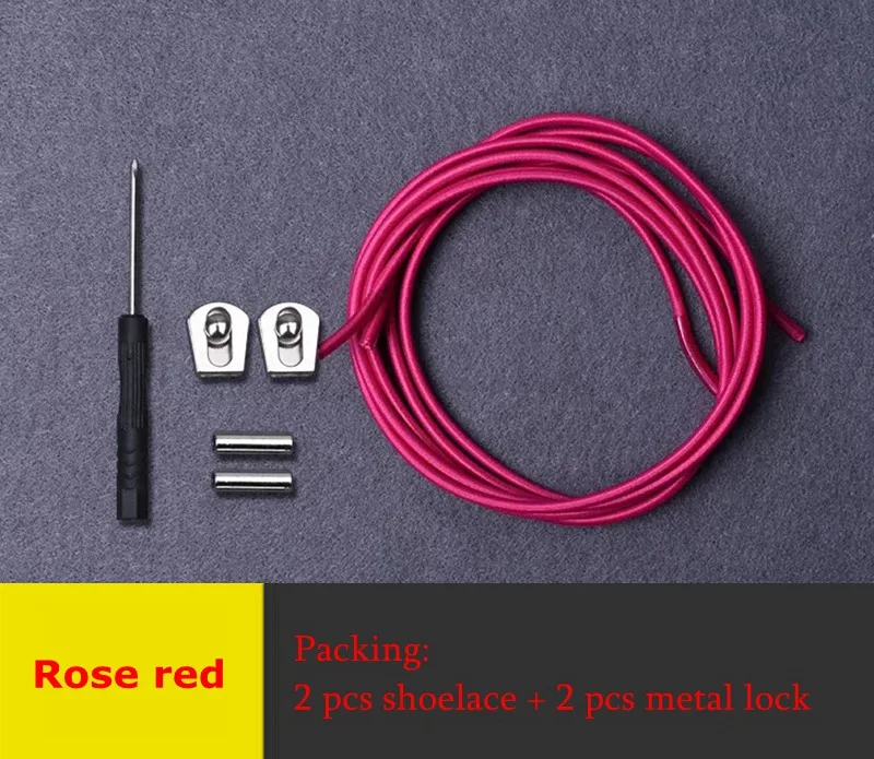 Rose red 1 пара Новых эластичных шнурков без шнурков, шнурки для обуви, Круглый, для детей и взрослых, быстро фиксирующий башмак, кружевные уличные кроссовки для отдыха, шнурки - Цвет: Rose red