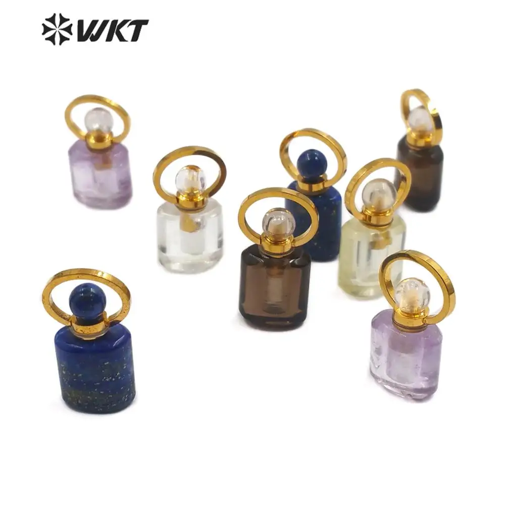 WT-P1471 по оптовой цене! Подвеска в виде бутылочки парфюма из натурального камня с Золотое кольцо крючковое Ожерелье Подвеска Женская мода ювелирных изделий