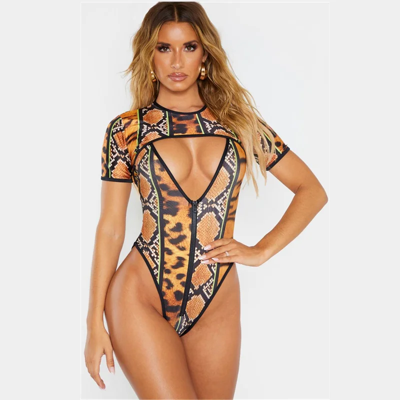 Женский купальник монокини с глубоким v образным вырезом в африканском стиле