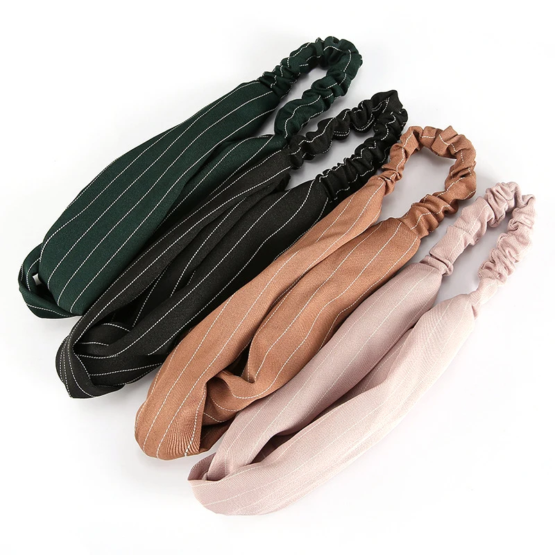 1 шт. Женская винтажная повязка на голову в полоску |