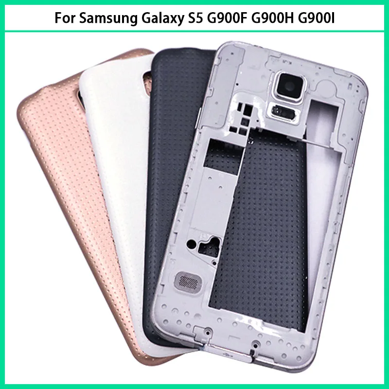 Для Samsung Galaxy S5 G900F G900H G900I G900 i9600 пластиковая средняя часть + задняя крышка батареи