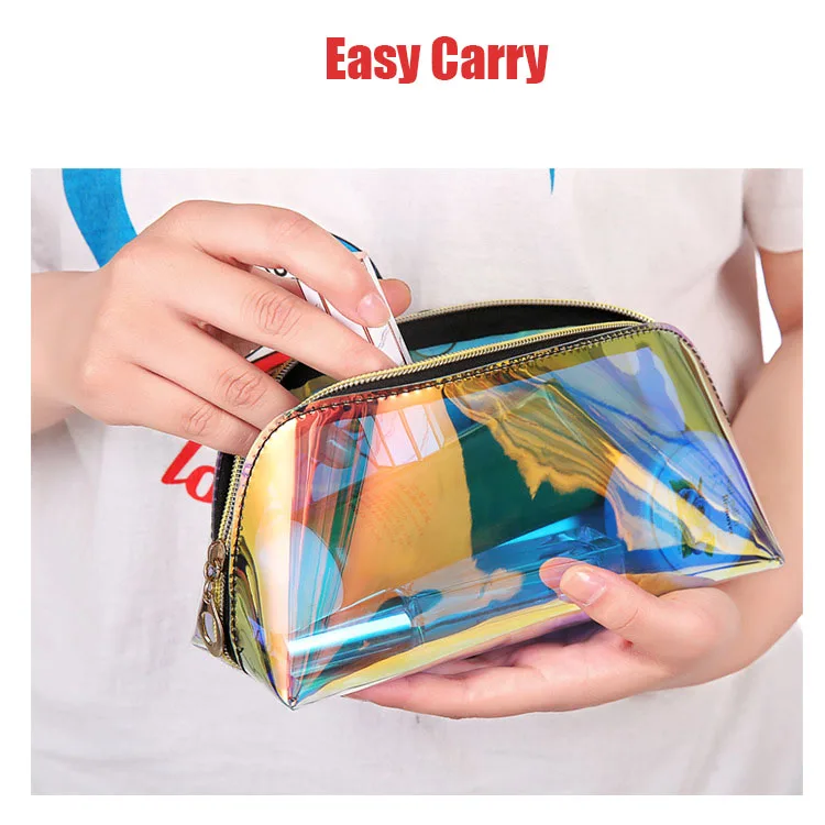 Fashion Laser Dream Colorful Holographic Beauty Organizer Pouch Clear Iridescent Clutch Makeup TPU Cosmetic Bag